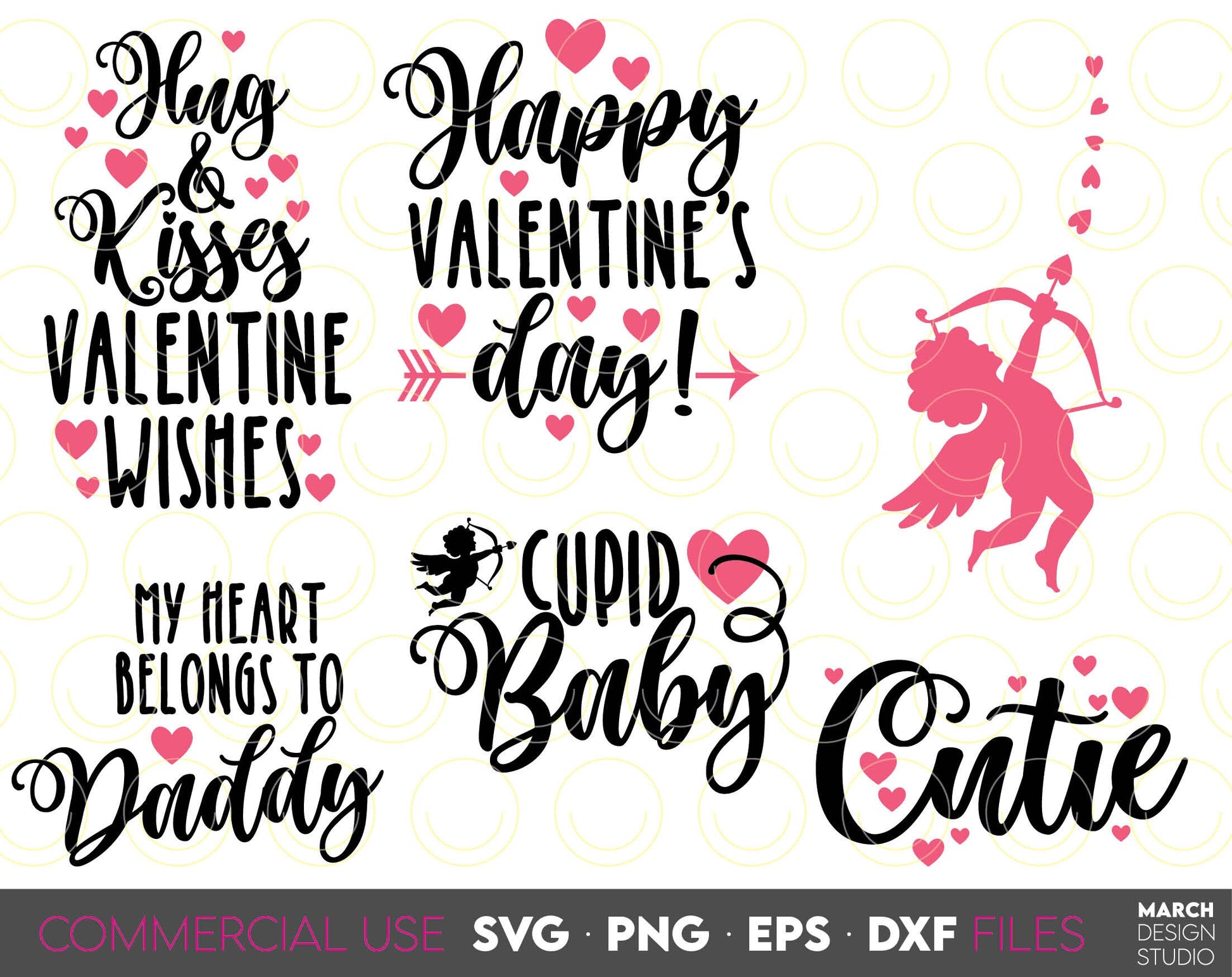 26 designs bundle for Kids Valentine Day. SVG, PNG, EPS and DXF file formats included. Compatible with Cricut, Silhouette and Glowforge machines, usable for cutting from vinyl, sublimation and laser cut projects as well. Buy now for good price!