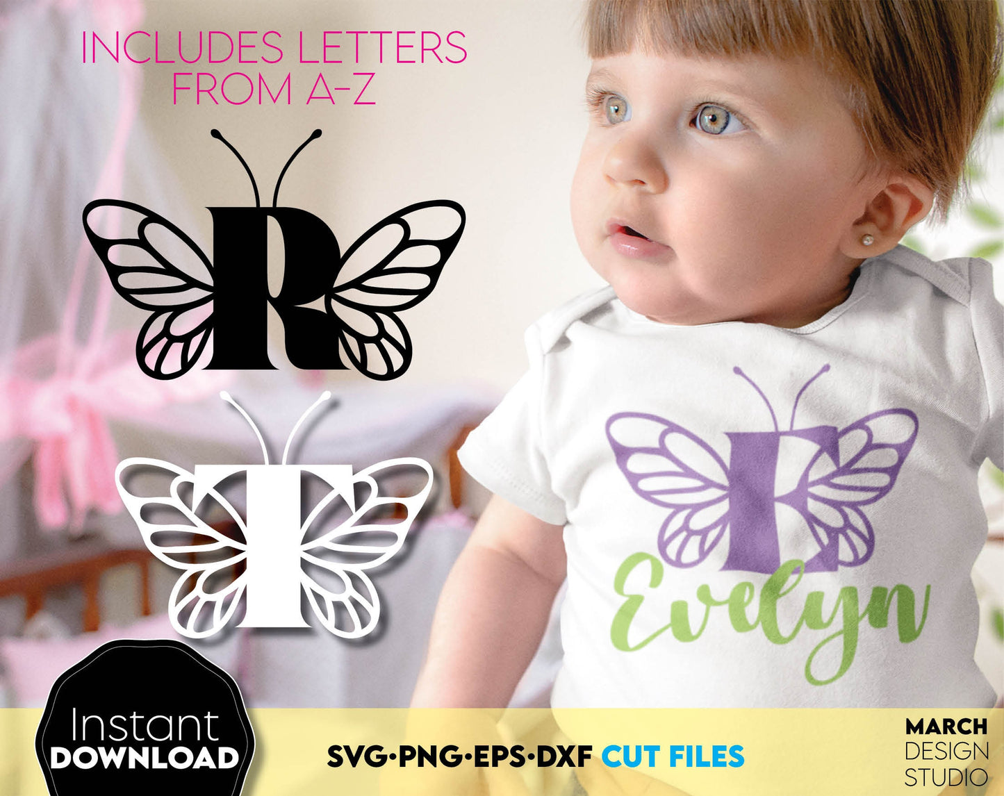 You can use butterfly letters to make gifts for various important events, like - Christmas, Birthdays, etc. Compatible with Cricut, Silhouette and Glowforge equipment. Cut from vinyl, use for sublimation or laser cut projects. Buy now, enjoy!