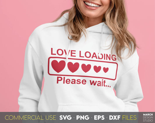 Love Loading Design For Your Gift ideas, Valentine`s Day or Birthday Party. SVG, PNG, DXF, EPS file formats allow use this designs for cutting, sublimation or laser cut projects. buy now and enjoy! Compatible with Cricut, Silhouette and Glowforge.