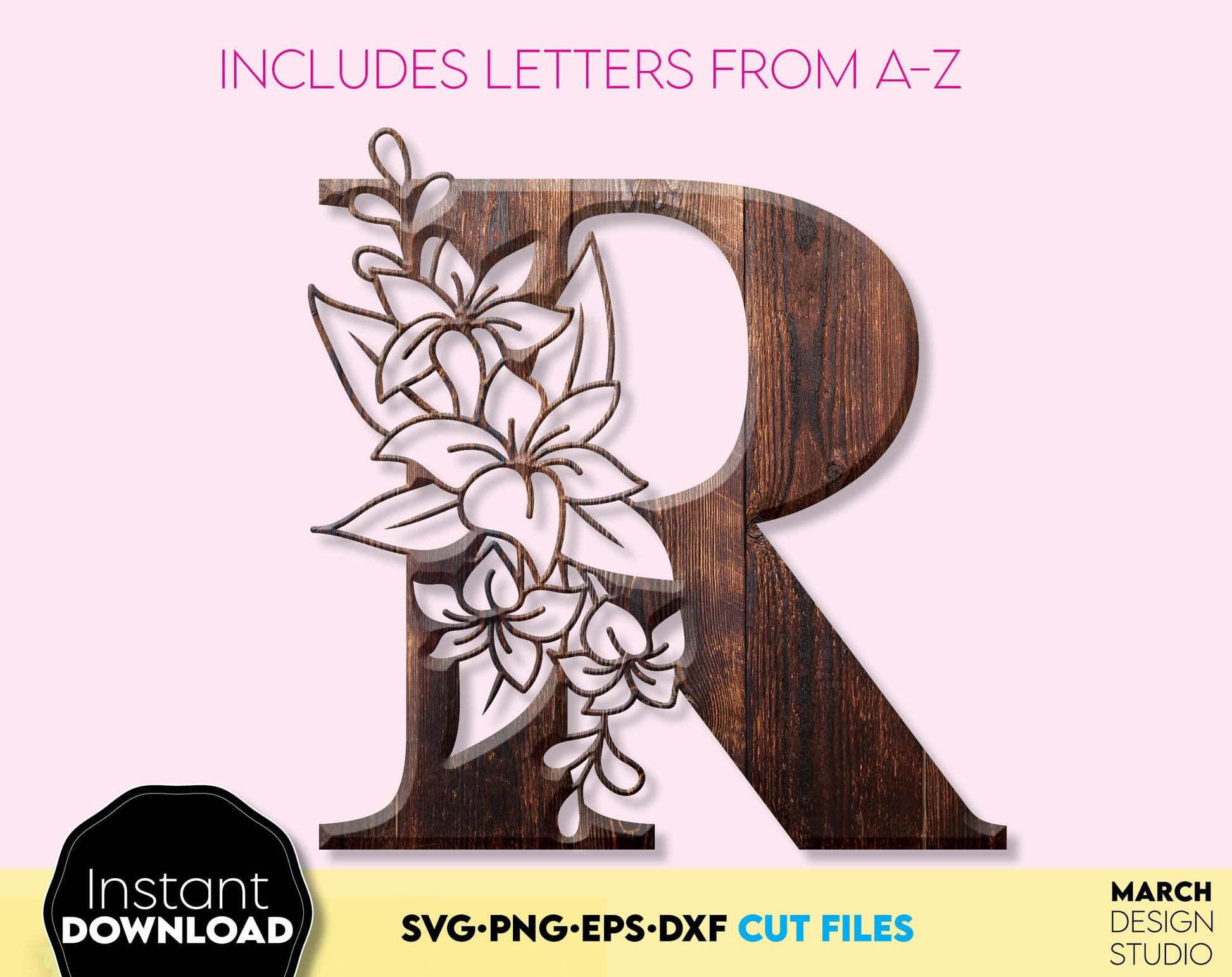 Split Monogram Bundle SVG | Split Monogram SVG | Floral Monogram Letters SVG | Split Monogram Alphabet svg | Floral Alphabet svg png dxf