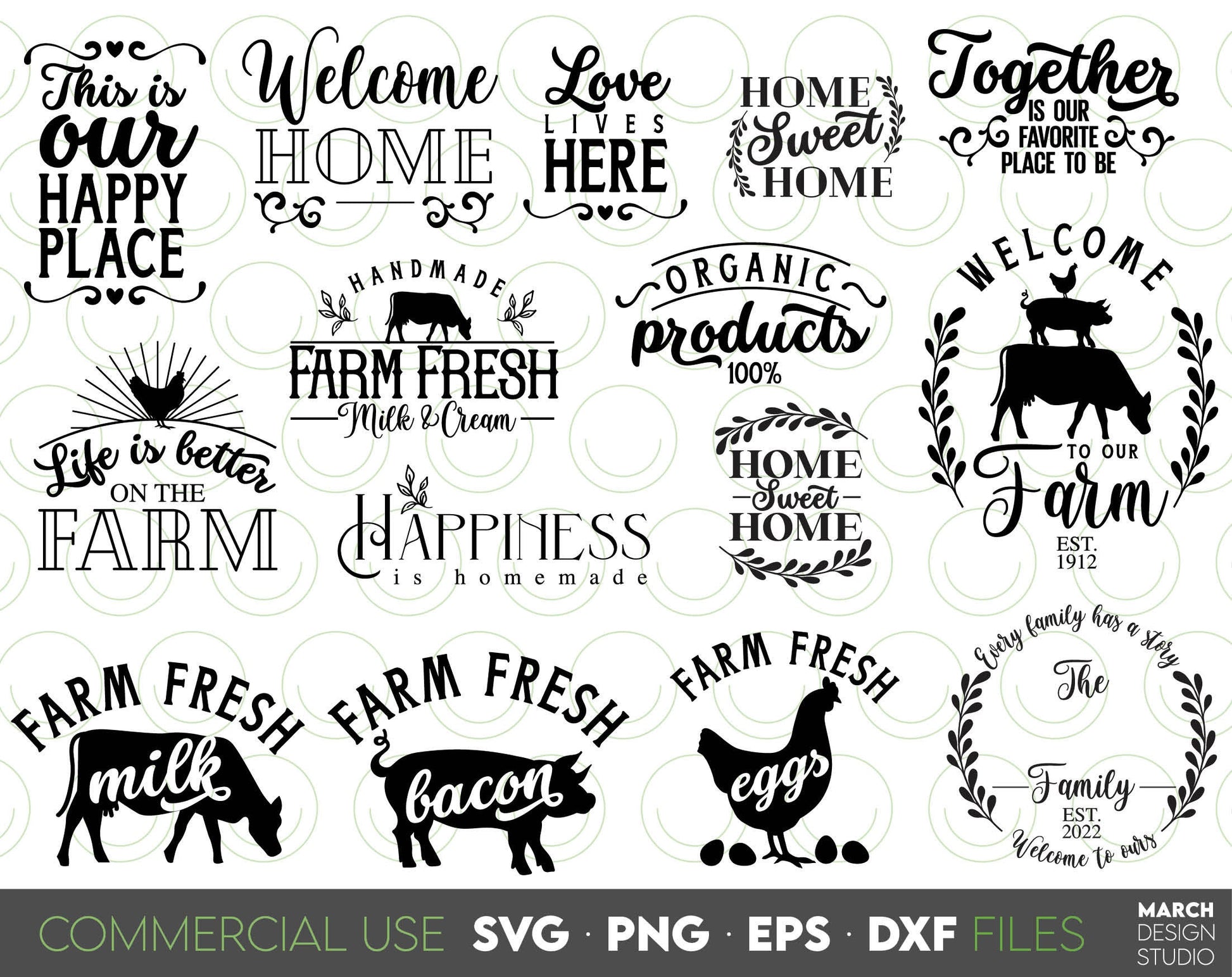 Farmhouse Kitchen designs bundle for Your Farmhouse decorations for kitchen, for porch, Easter market and other. SVG PNG EPS DXF files included. Compatible with Cricut, Silhouette, Glowforge or sublimation printers. Buy now for a good price and fun!