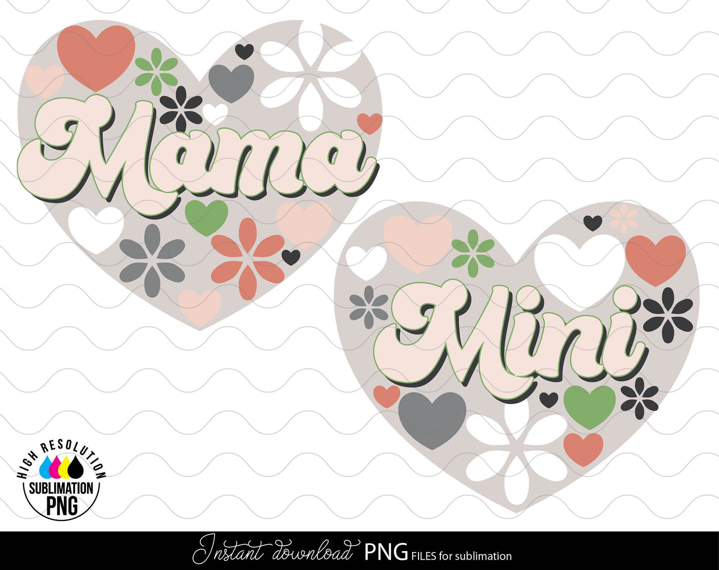 German Mama and German Mini PNG files for Mothers Day or daily usable matching mom and kid shirts. PNG usable for Your Sublimation projects. Buy now for a good price and enjoy!