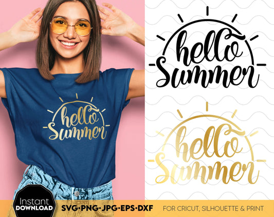 Hello Summer SVG and PNG wonderful design for a summer holiday shirt. A family trip with this design on a shirt will be unforgettable.
Sun Ring looks fantastic. Sublimate with gold and get summer on your shirt. Compatible with Cricut, Silhouette.