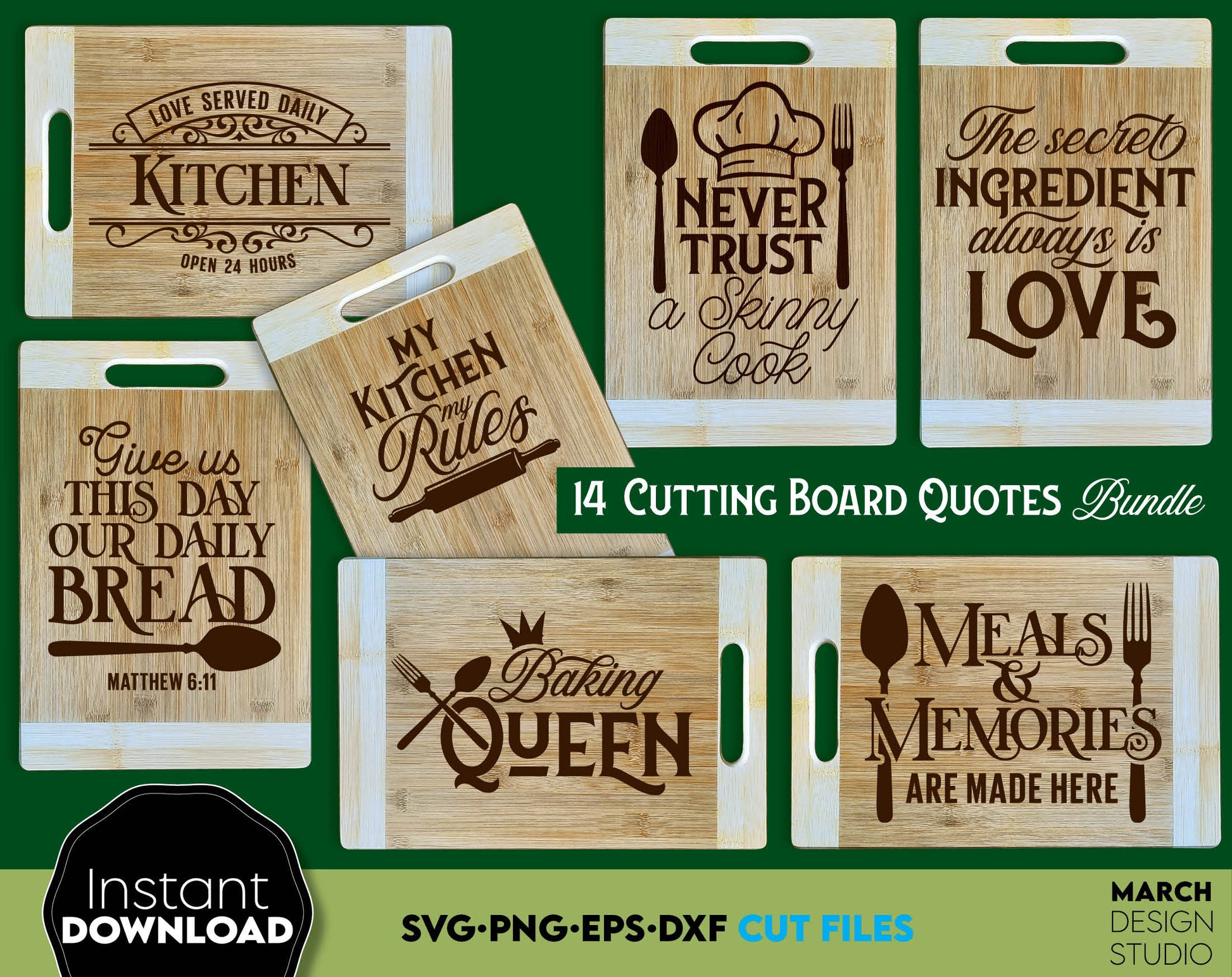 Farmhouse Kitchen quotes bundle. SVG, PNG, JPG, EPS, DXF files included. Compatible with Cricut, Silhouette and others machines. Use for sublimation or laser cut projects as well. Buy now for a good - discount price. Enjoy!