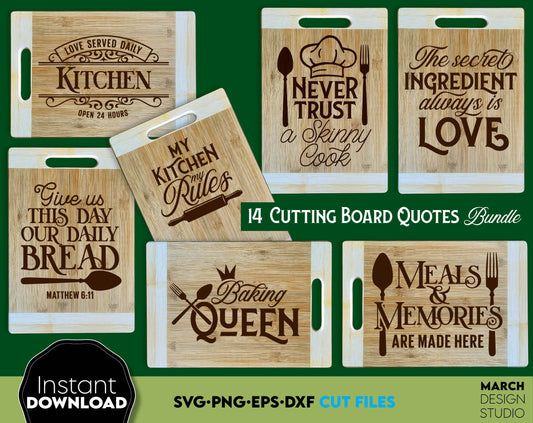 Farmhouse Kitchen quotes bundle. SVG, PNG, JPG, EPS, DXF files included. Compatible with Cricut, Silhouette and others machines. Use for sublimation or laser cut projects as well. Buy now for a good - discount price. Enjoy!