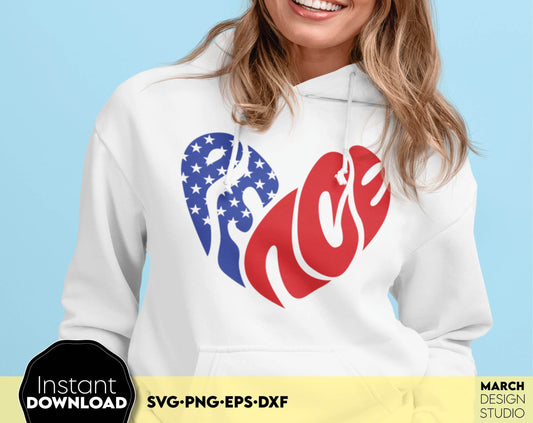 See Patriotic digital design featuring Boho style heart of the blue and red color. This design to celebrate the Independence day on the 4th of July in America comes in PNG, SVG, DXF and EPS format for Sublimation or cutting from vinyl. Buy now!