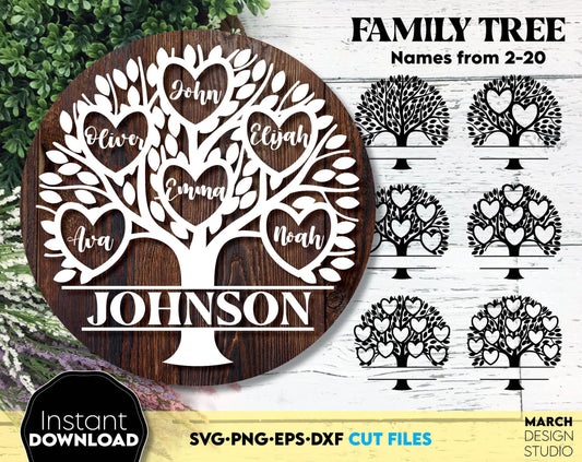 Family Tree SVG design for Your gift projects or home decoration. Files allow you to use designs for engraving on glass, making shirts, tumblers with Cricut, Silhouette equipment. Monogram files also designed and easy to use for laser cutting.