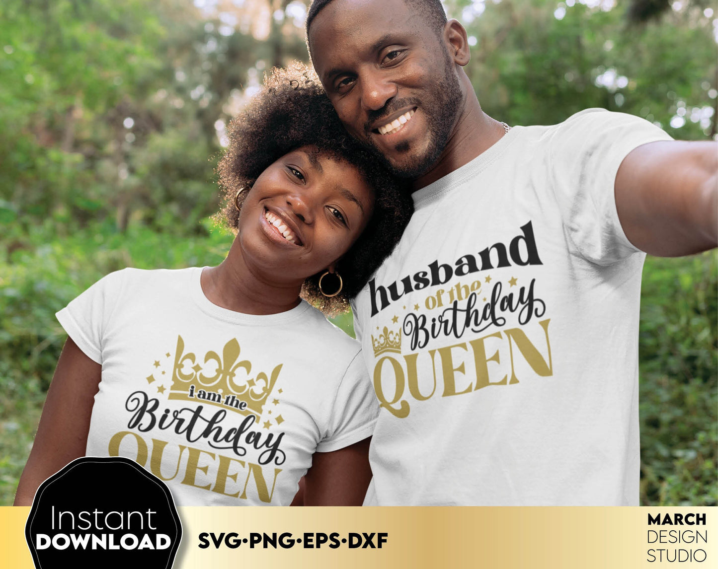 Birthday queen and Birthday queen squad family bundle. SVG, PNG, EPS and DXF files included. Use for cutting from vinyl, sublimation or laser cut projects. Compatible with Cricut, Silhouette or other machines. Buy now for a good price and enjoy!