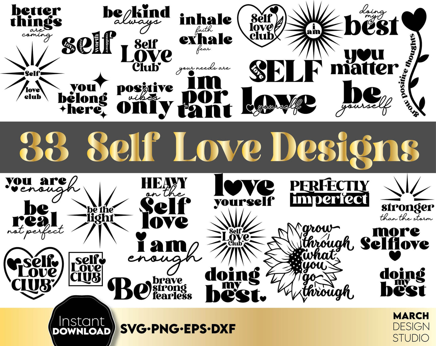 Self love and Love Day Svg and other popular file formats included in this Romantic Quotes. Cut from vinyl, use for sublimation or laser cut projects as well. Compatible with Cricut, Silhouette or other equipment. Buy now for a good price and enjoy!