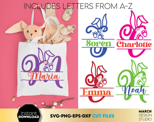 Easter Bunny Face Monogram SVG bundle designs for Your Easter gift projects or home decoration. Files allow you to use designs for engraving on glass, making shirts, tumblers with Cricut, Silhouette equipment. Use for cutting from vinyl, sublimation.