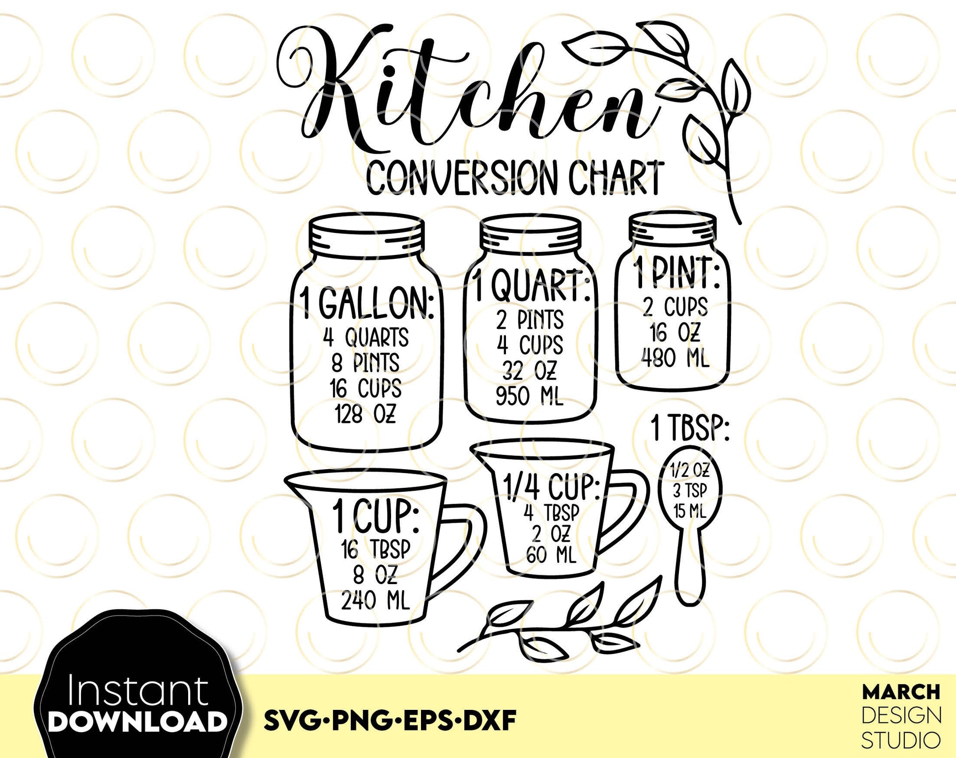 Kitchen conversion file design for Your kitchen projects. SVG, PNG, EPS, DXF files included. Use for cutting from vinyl, sublimation or laser cut/ grave projects. Compatible with Cricut, Silhouette and other machines. Buy now for a good price.