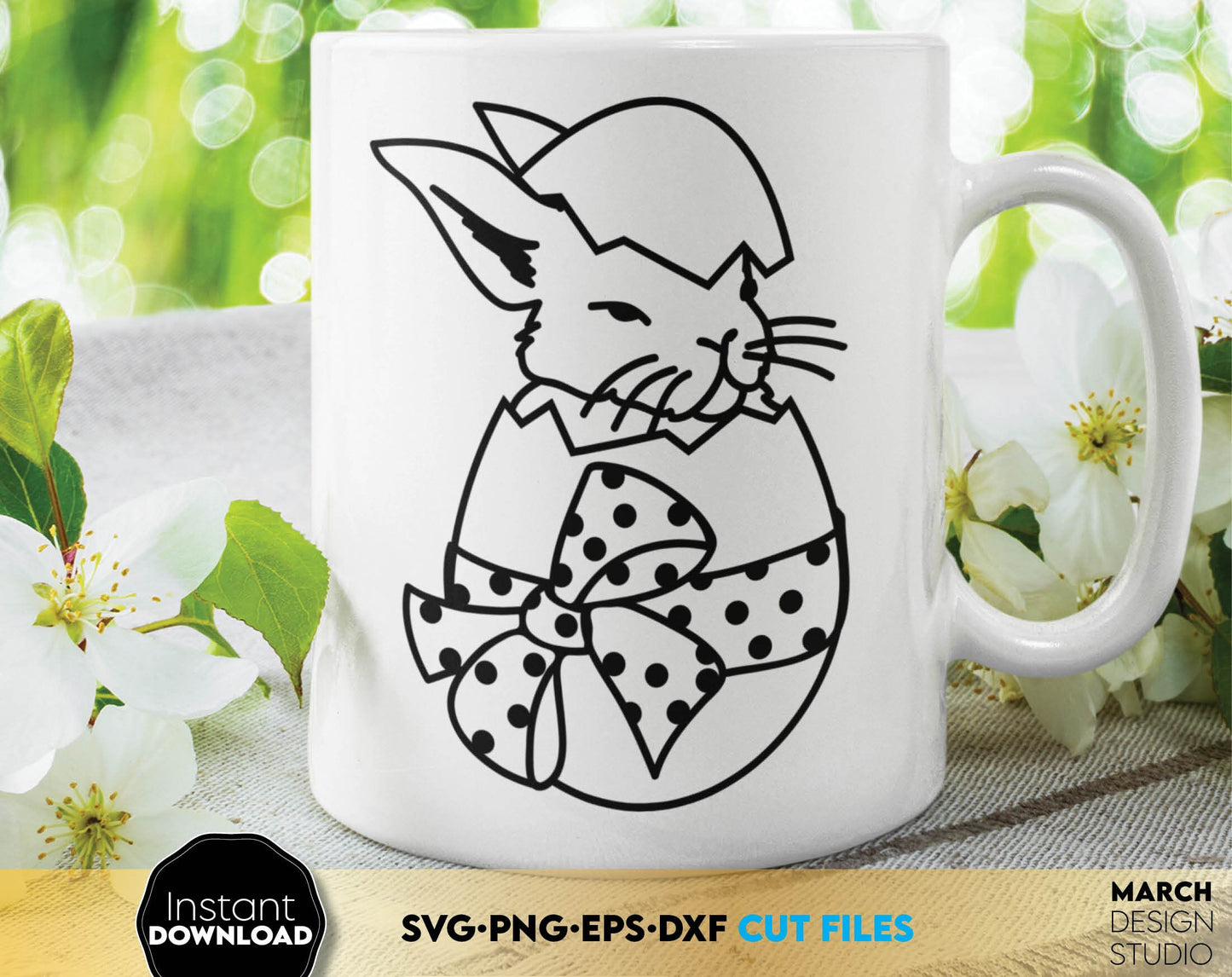 Easter Bunny face. Easter egg. Easter ornament. Use for cutting form vinyl, sublimation or laser cut projects. SVG, PNG, DXF, EPS files included. Compatible with Cricut, Silhouette, Glowforge and other equipment. Buy now for a good price and enjoy!