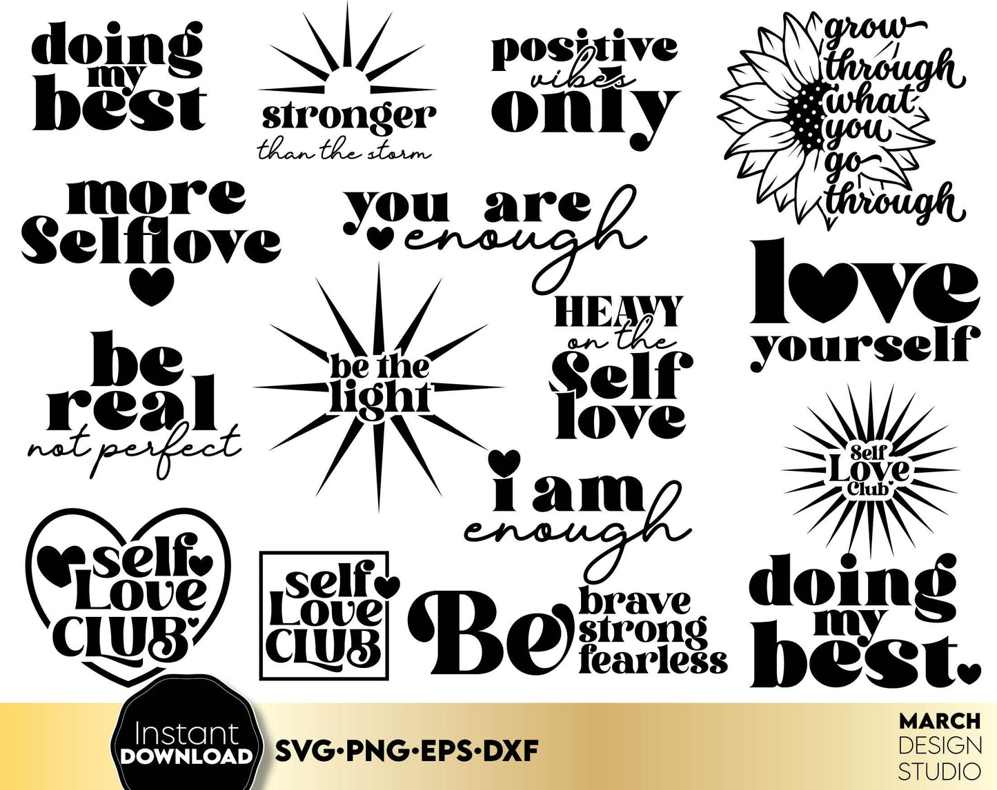 Self love and Love Day Svg and other popular file formats included in this Romantic Quotes. Cut from vinyl, use for sublimation or laser cut projects as well. Compatible with Cricut, Silhouette or other equipment. Buy now for a good price and enjoy!