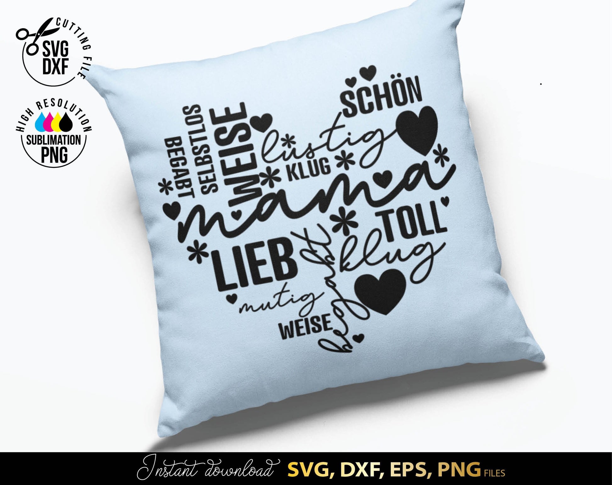 German Mama Plotter File SVG | Liebling Heart SVG | Die Beste Mama SVG | Cricut Silhouette Download Plotting Bundle | Alles Liebe Muttertag