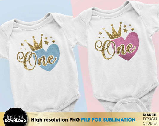 A wonderful design for a little princess on her first birthday. You use the PNG file for your sublimation project and make the little princess outfit unforgettable. Buy now for a good price and enjoy!