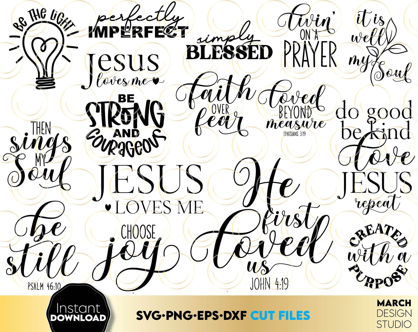 Christian 32 designs bundle for Easters or other event. SVG PNG EPS DXF files included. Compatible with Cricut, Silhouette or other equipment. Cut from vinyl, use for sublimation or laser cut or grave projects. Buy now for a good price and enjoy!