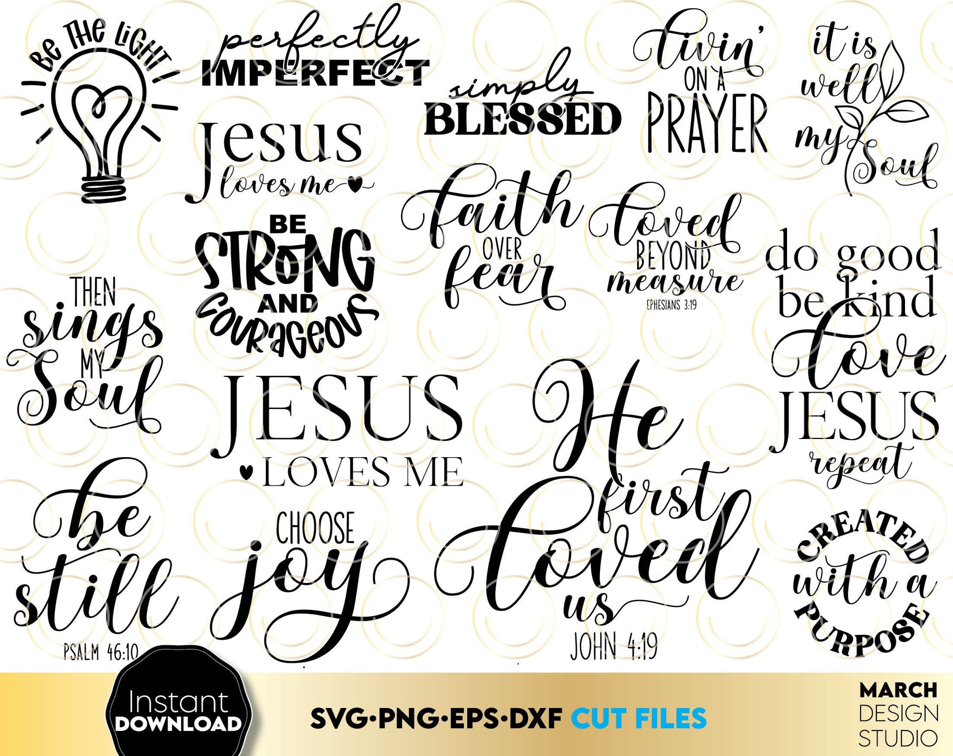 Christian 32 designs bundle for Easters or other event. SVG PNG EPS DXF files included. Compatible with Cricut, Silhouette or other equipment. Cut from vinyl, use for sublimation or laser cut or grave projects. Buy now for a good price and enjoy!