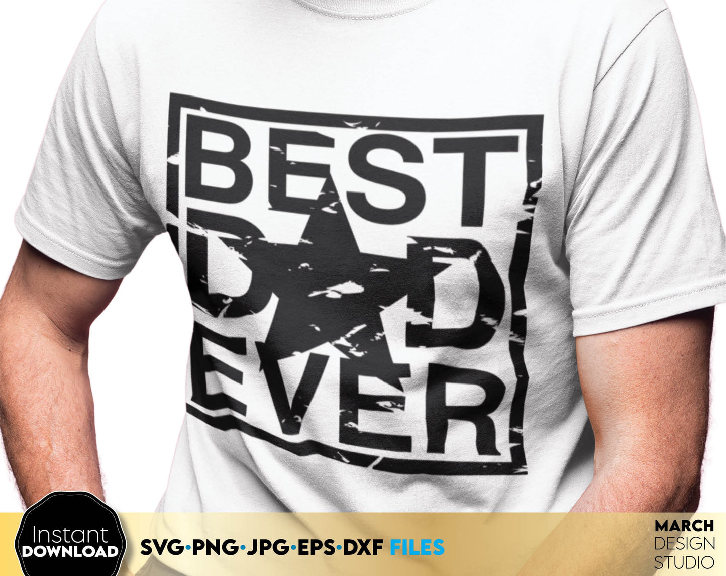 Best Dad Ever design for a great gift for your Dad. Use SVG, DXF, EPS or PNG files formats to make Fathers Day or Dad birthday gifts.
Put the design on a cup, shirt or apron for your best dad in the world! SVG, PNG, JPG, EPS, DXF files included.