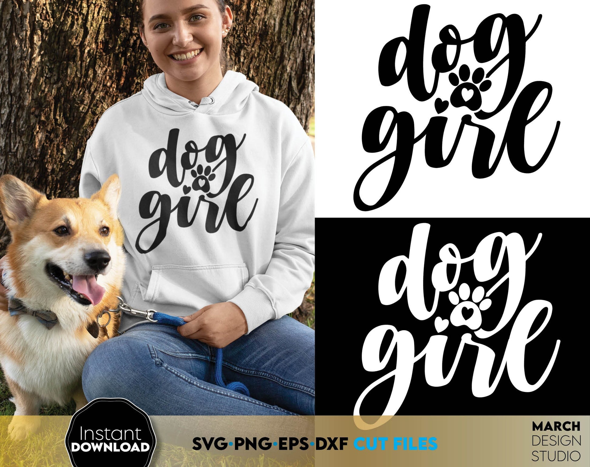 Nice design for Dog Girl Shirt, Sweater or tumbler. SVG PNG EPS DXF files included. Compatible with Cricut, Silhouette or other equipment. Use for Your cutting, printing, sublimation or laser cut projects. Buy now for a good price and enjoy!