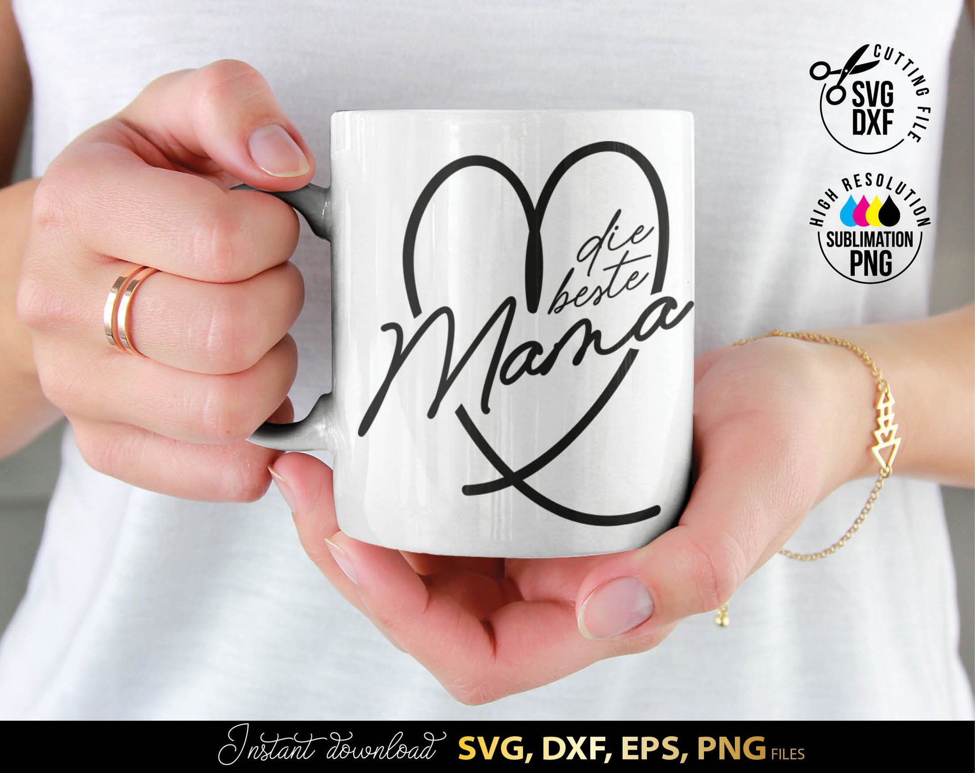 German Mama Plotter File SVG | Liebling Heart SVG | Die Beste Mama SVG | Cricut Silhouette Download Plotting Bundle | Alles Liebe Muttertag