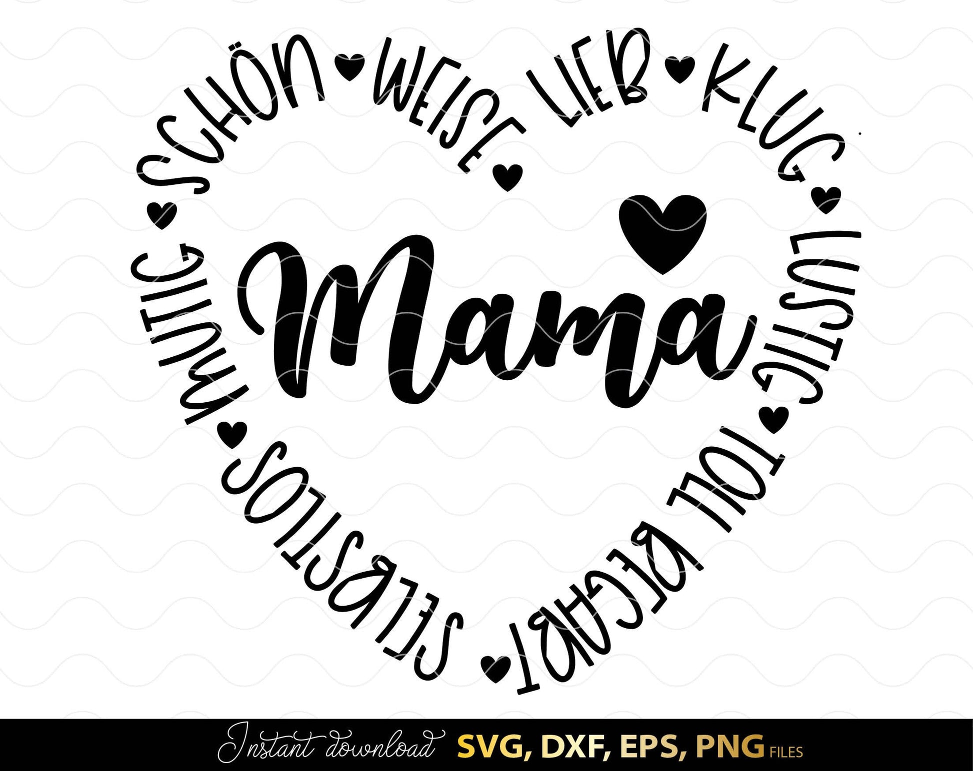 German Mama Plotter File SVG | Liebling Heart SVG | Die Beste Mama SVG | Cricut Silhouette Download Plotting Bundle | Alles Liebe Muttertag