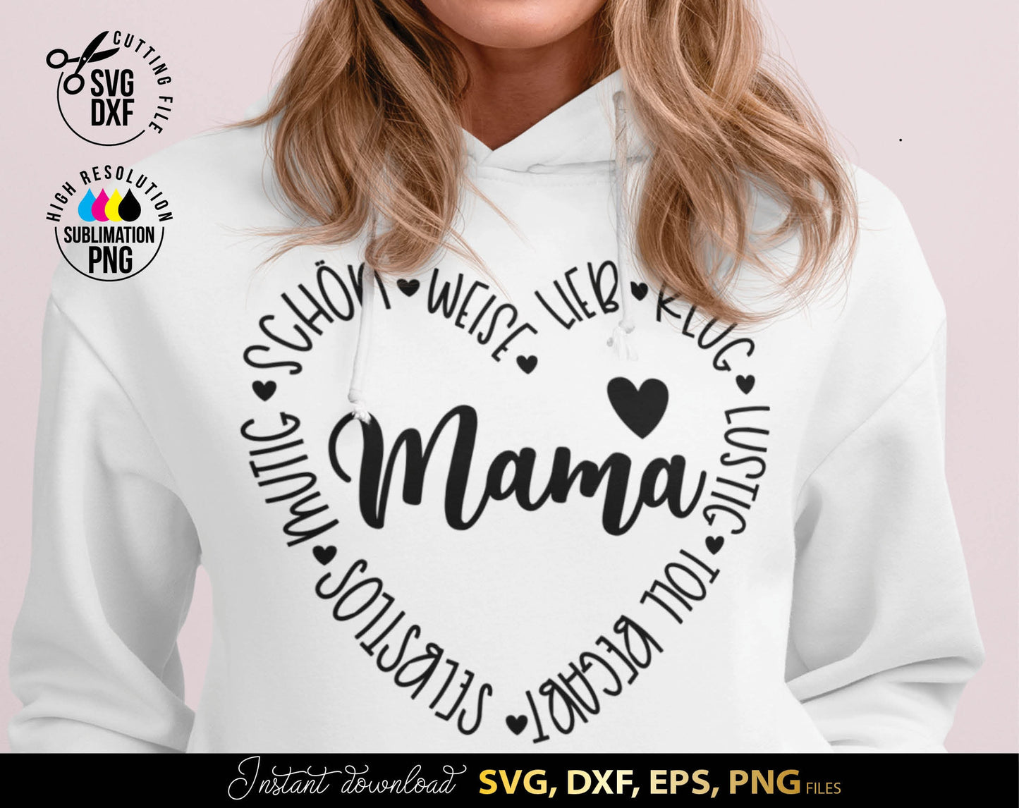 German Mama Plotter File SVG | Liebling Heart SVG | Die Beste Mama SVG | Cricut Silhouette Download Plotting Bundle | Alles Liebe Muttertag