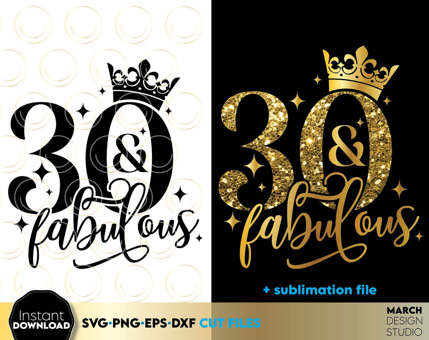 30 And Fabulous SVG | 30th Birthday SVG | Thirty Birthday Shirt SVG | 30th Birthday Gift svg | Files For Cricut Silhouette svg dxf eps png