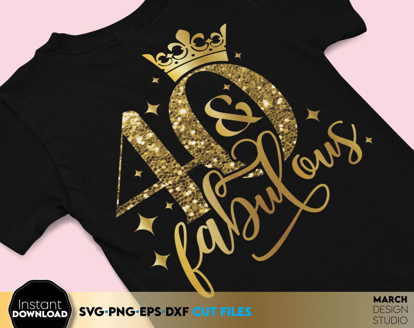 40 and fabulous Birthday design. Item include - 40 and fabulous SVG file for cutting from vinyl. Gold Glittered PNG file for Your sublimation projects and DXF, EPS files as well - for laser cutting projects. Buy now for a good price and enjoy!