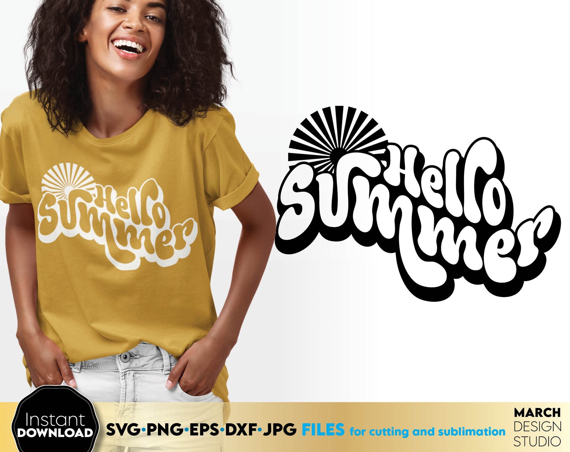 Hello summer bundle with Boho font on it. Use for Your summer trip shirts sublimation projects. Use for cutting form vinyl, sublimation or laser cut projects. Compatible with Cricut, Silhouette or Glowforge equipment! Buy now for a good price, enjoy!