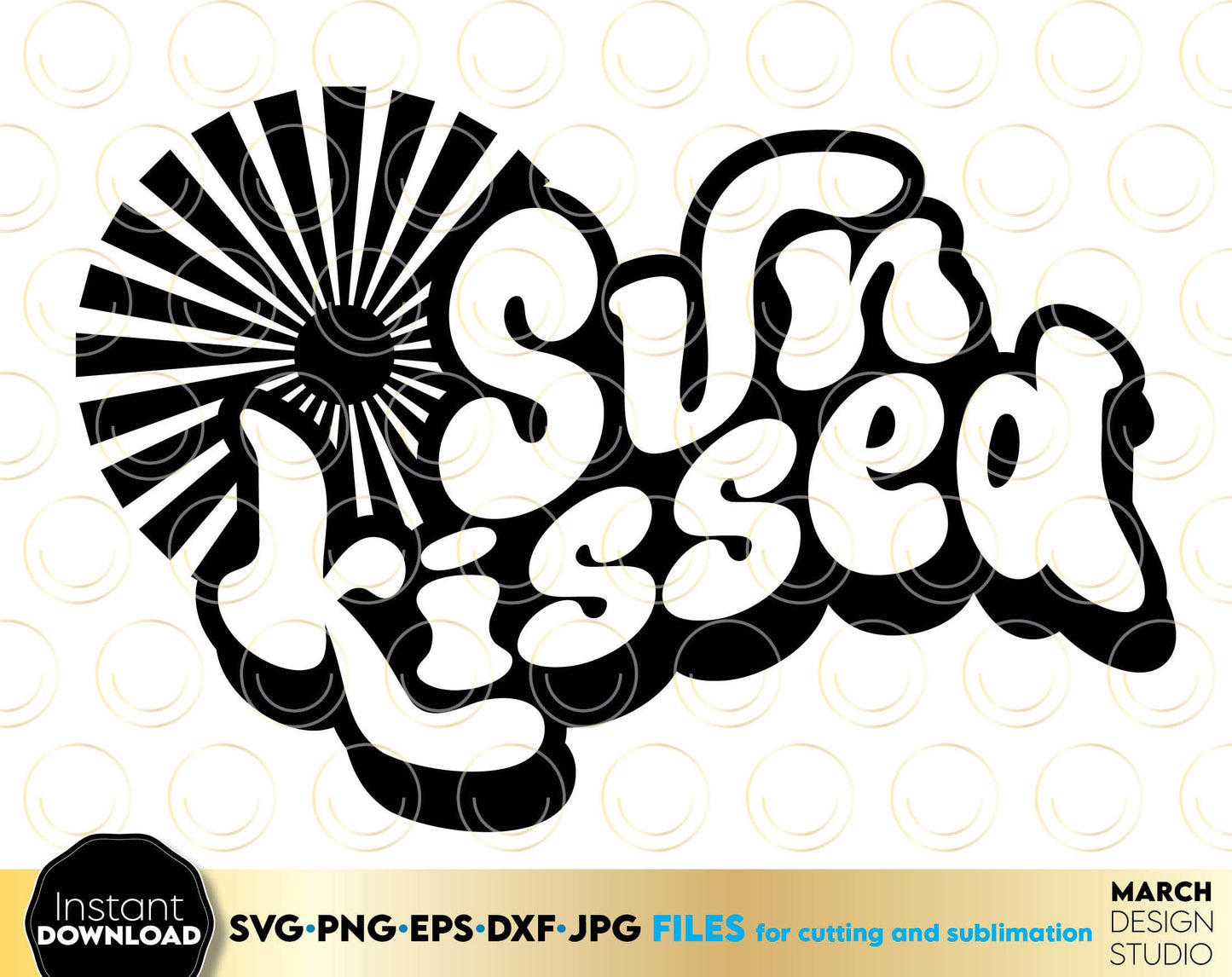 Sunkissed summer vibes design Boho style font used. Use for cutting form vinyl, sublimation or laser cut projects. SVG, PNG, DXF, EPS files included. Compatible with Cricut, Silhouette, Glowforge and other equipment. Buy now and enjoy!