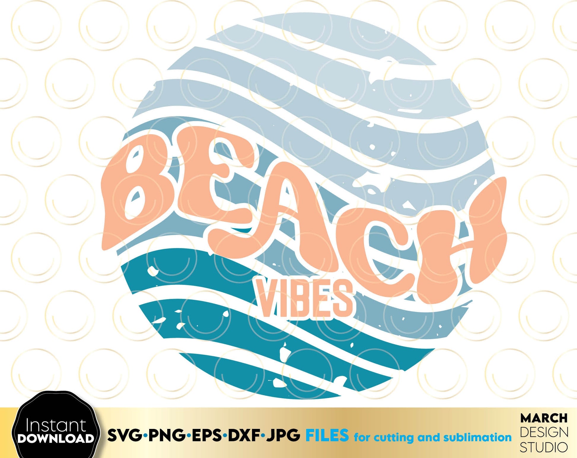 Beach Vibes pastel colored design for Your summer shirt. SVG, PNG, JPG, EPS, DXF files included. Compatible with Cricut, Silhouette and others machines. Use for sublimation or laser cut projects as well. Buy now for a good - discount price. Enjoy!