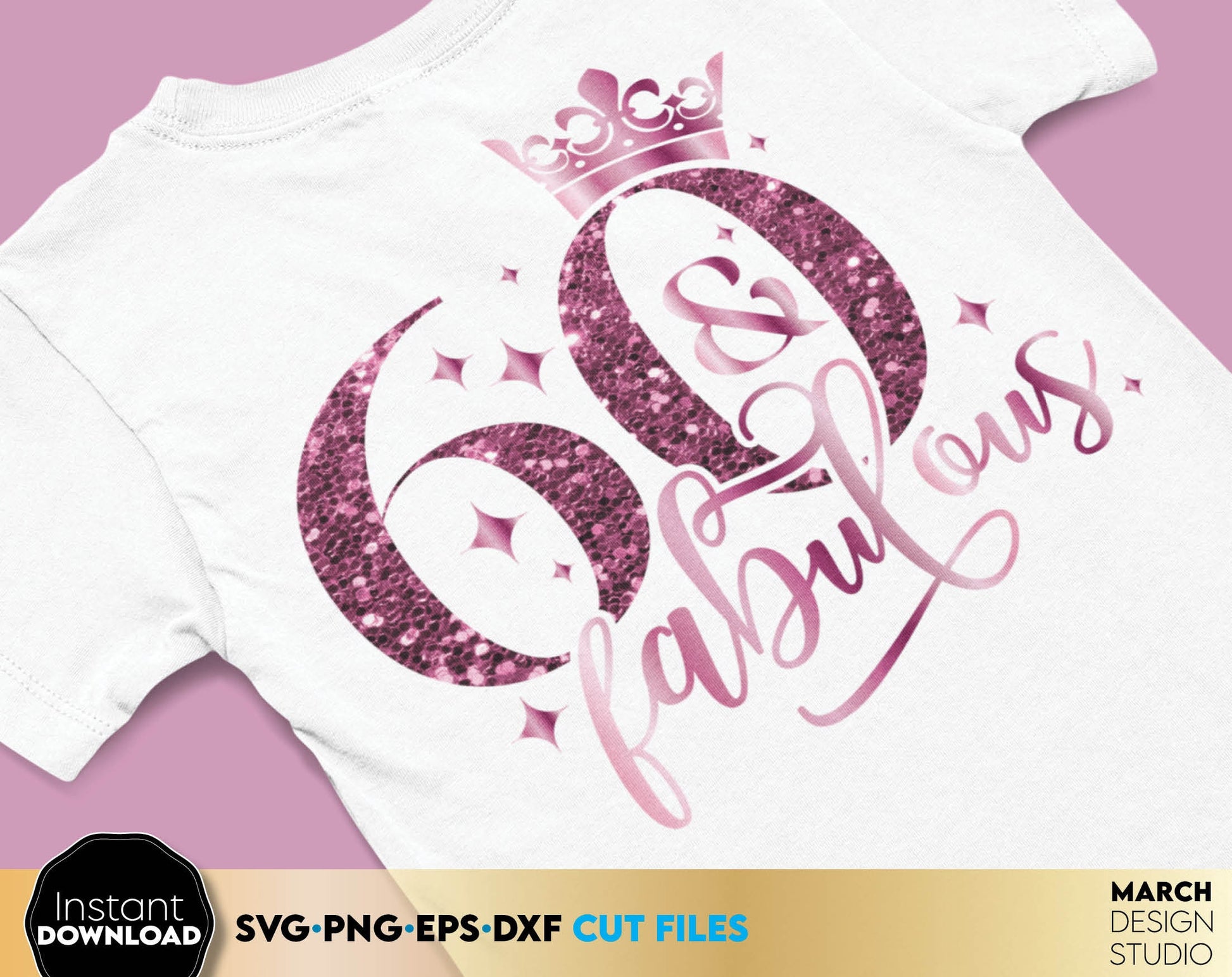 Birthday bundle - and fabulous for 50th and other anniversary birthdays. Svg files allow use design for cutting from vinyl. Gold glittered png for amazing sublimation projects. Use dxf for laser cut as well. Buy now for a good price and enjoy!