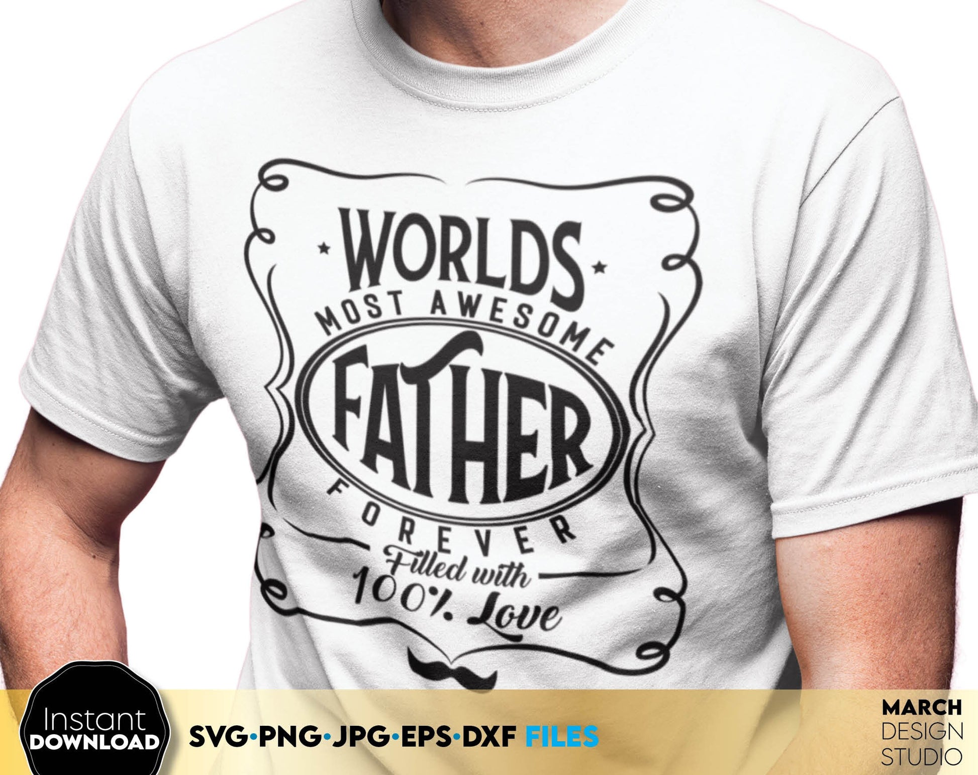 Fathers Day design for a great gift for your Dad. Use SVG, DXF, EPS or PNG files formats to make Fathers Day or Dad birthday gifts. Put the design on a cup, shirt or apron for your best dad in the world! Cut from vinyl, use for sublimation as well.