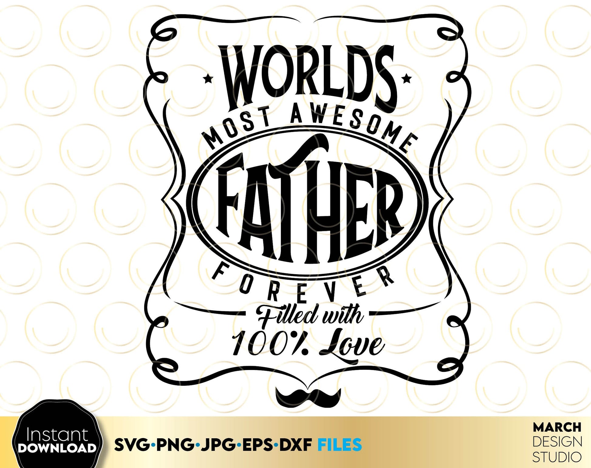 Fathers Day design for a great gift for your Dad. Use SVG, DXF, EPS or PNG files formats to make Fathers Day or Dad birthday gifts. Put the design on a cup, shirt or apron for your best dad in the world! Cut from vinyl, use for sublimation as well.