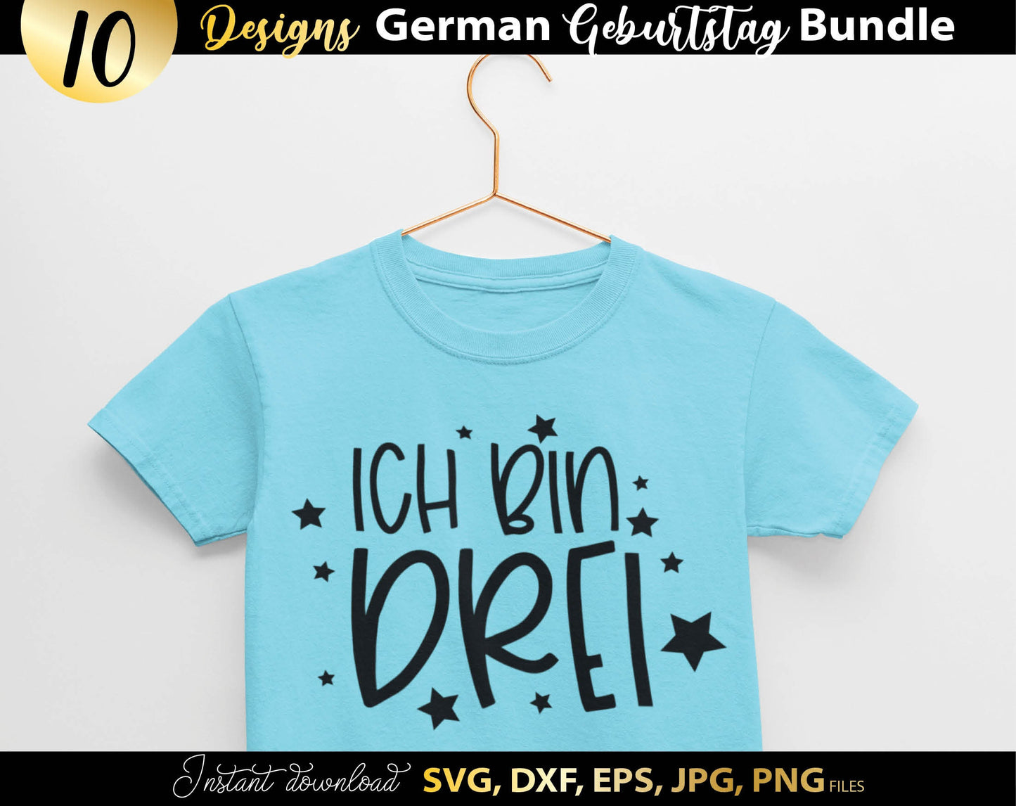 German Kind Geburtstag Plotter files bundle. SVG DXF PDF PNG files included. Compatible with Cricut, Silhouette or other equipment. Cut from vinyl, use for sublimation and laser cut or grave projects as well. Buy now for a good price and enjoy!