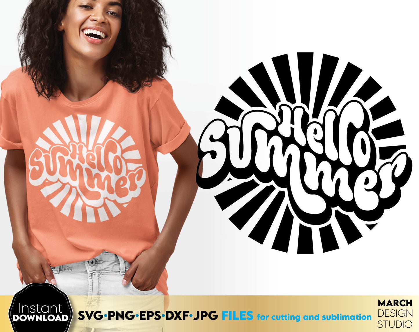 Colorful and happy - Hello Summer - design for your sublimation or vinyl cutting projects. This listing include PNG, DXF, EPS, JPG and SVG files. Compatible with Cricut, Silhouette and other machines. Buy now and enjoy!