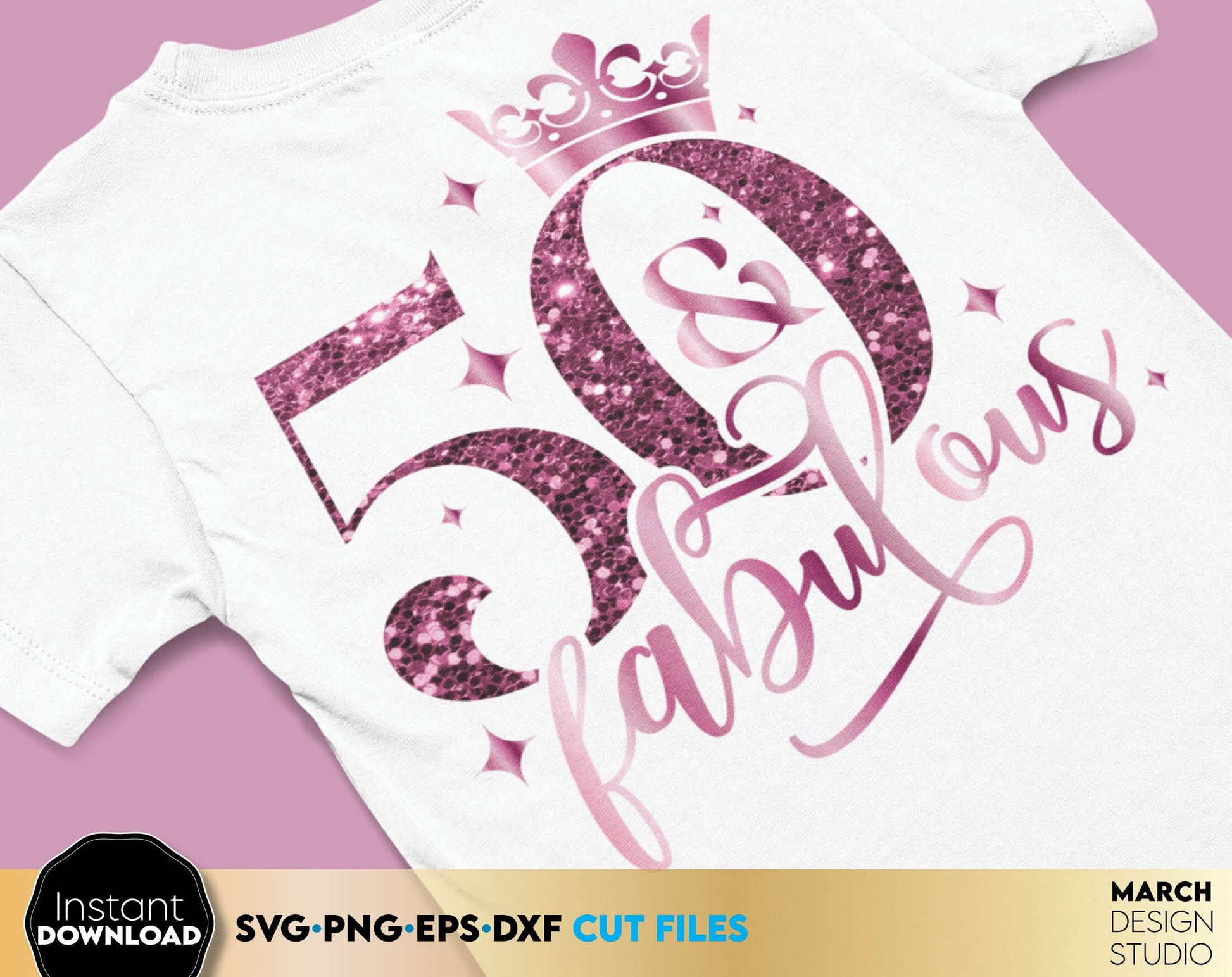 50 and fabulous rose, black and white Birthday shirt design for Your 50th Birthday anniversary. SVG PNG EPS DXF files included. Compatible with Cricut, Silhouette or other equipment. Cut from vinyl, use for sublimation or laser cut or grave projects!