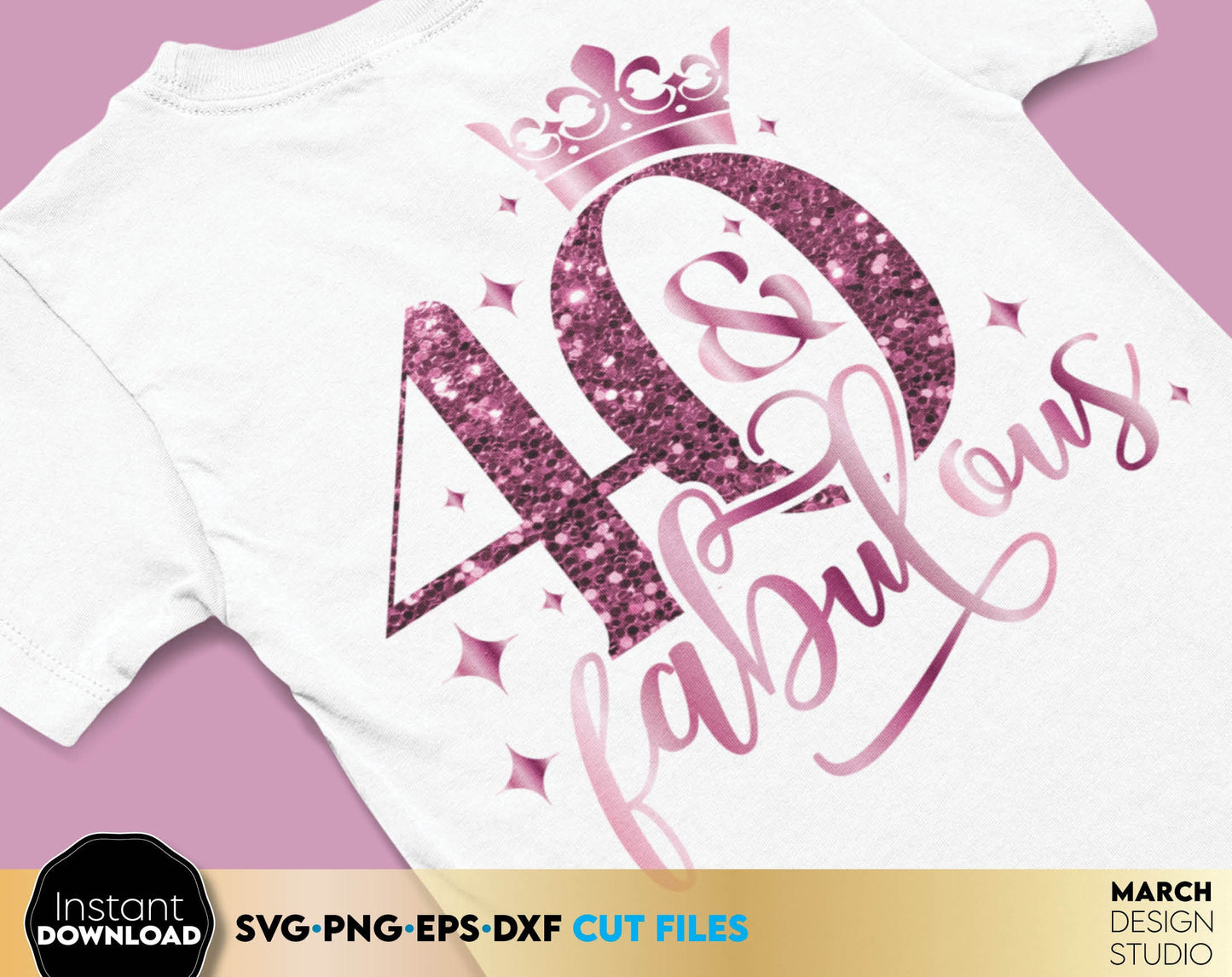 Birthday bundle - and fabulous for 50th and other anniversary birthdays. Svg files allow use design for cutting from vinyl. Gold glittered png for amazing sublimation projects. Use dxf for laser cut as well. Buy now for a good price and enjoy!