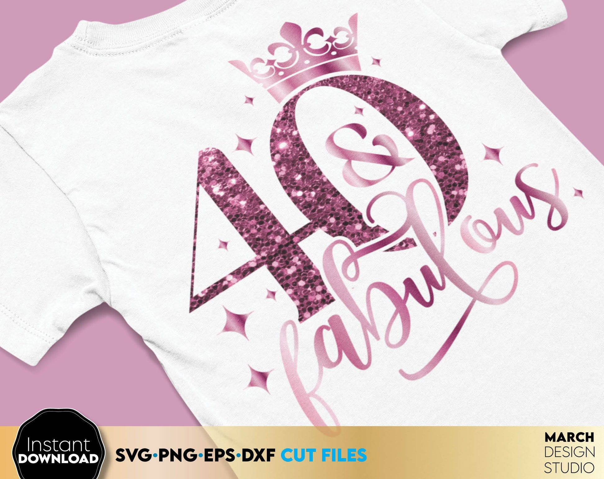 Birthday bundle - and fabulous for 50th and other anniversary birthdays. Svg files allow use design for cutting from vinyl. Gold glittered png for amazing sublimation projects. Use dxf for laser cut as well. Buy now for a good price and enjoy!