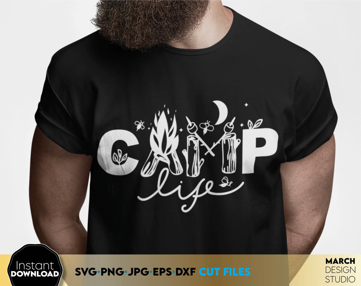 Camping life designs bundle. For original and matching shirts for your family or friends trip to camping. Compatible with Cricut, Silhouette or other machines. Cut from vinyl or use for sublimation projects. Buy now for a good price and enjoy!