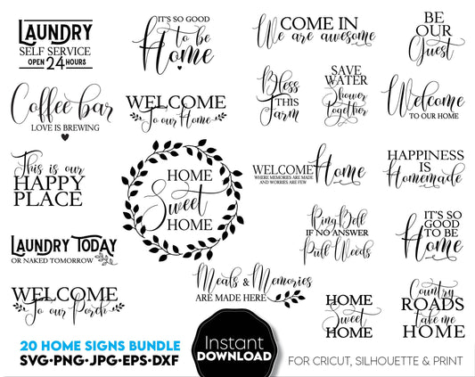 Farmhouse welcome signs svg png bundle with quotes for You home, flat or farmhouse front porch decoration with original design. Cut from Vinyl or use as laser cut files. Decorate your home and make it special! Compatible with Cricut, Silhouette .etc