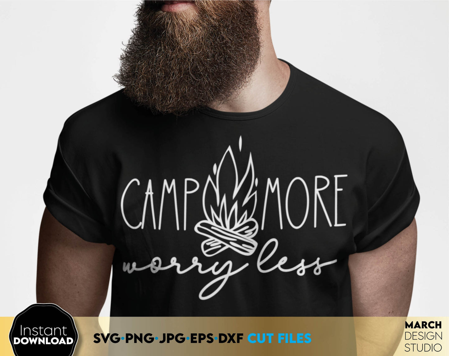 Camp More Worry Less design for Your Summer family trip - is a great and thoughtful for a family camp Vacay.
Use designs for making matching shirts, tumblers or other with Cricut, Silhouette or Glowforge equipment. Buy now for a good price and enjoy!