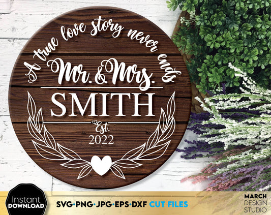 These Mr and Mrs wedding monogram file design, you can use to surprise and delight your loved ones in an important event in life. Mr and Mrs svg are great and thoughtful gifts for weddings, wedding anniversaries, etc. Buy now for a good price!