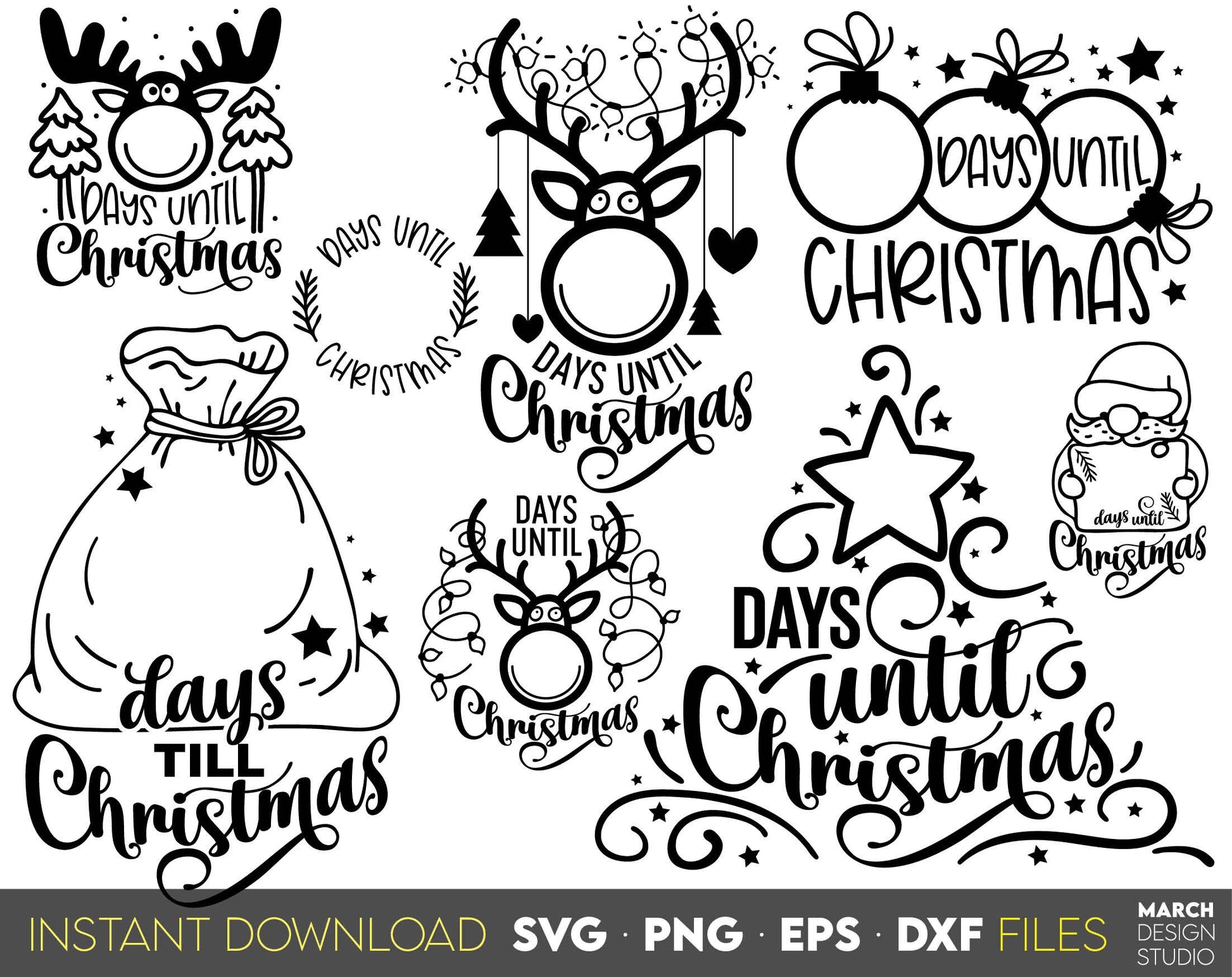 Christmas SVG design you can use to surprise and delight your loved ones on Christmas. Days Till Christmas SVG in various formats allow you to use for any Your Christmas project. Use with Cricut, Silhouette or Glowforge equipment. Good price as well.