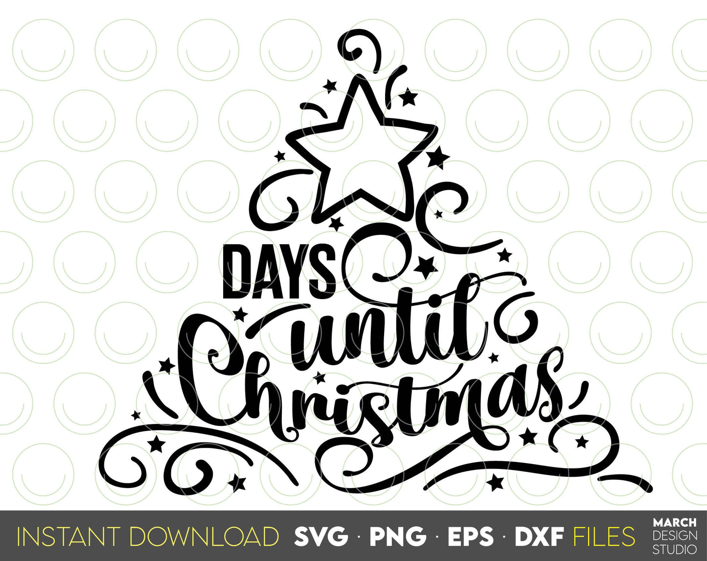 Christmas SVG design you can use to surprise and delight your loved ones on Christmas. Days Till Christmas SVG in various formats allow you to use for any Your Christmas project. Use with Cricut, Silhouette or Glowforge equipment. Good price as well.