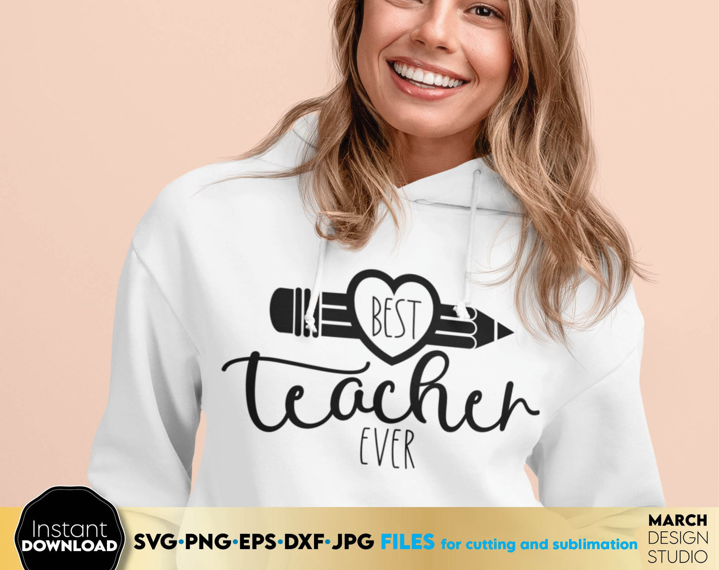 Best teacher ever shirt design you can use them to surprise and delight your teachers. Teacher Appreciation PNG, DXF, EPS, JPG and PNG formats allow you to use design for engraving on glass, making shirts, tumblers with Cricut, Silhouette machines.