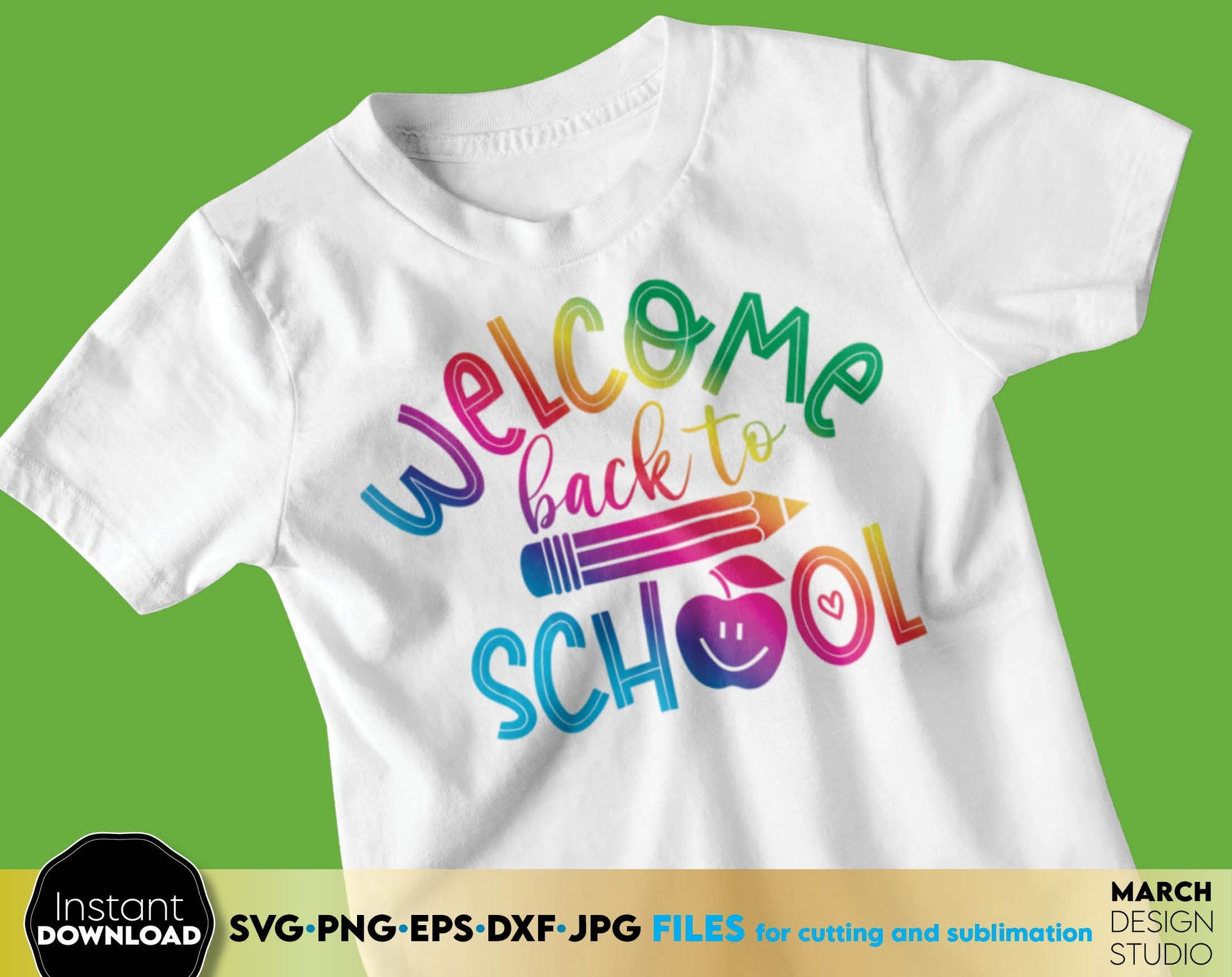 These Hello School Sublimation design you can use to surprise and delight your students and kindergarteners. SVG, PNG, EPS, DXF, JPG files included and allow you to use designs for engraving on glass, making shirts, tumblers with Cricut, Silhouette.