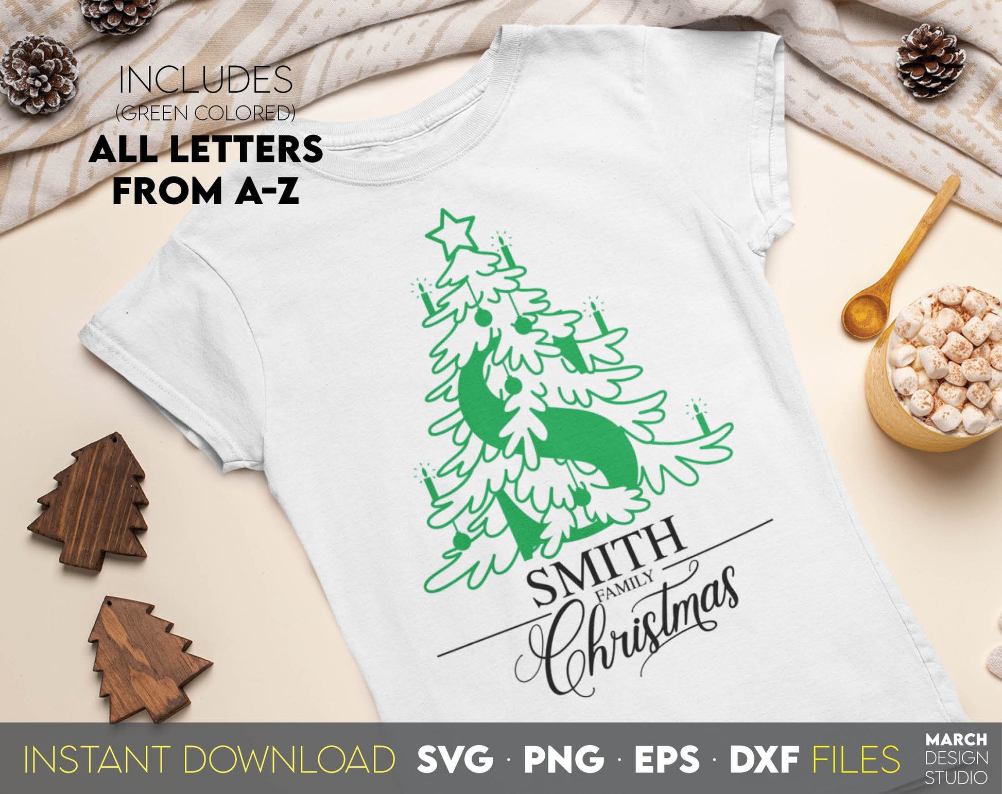 Christmas Monogram letter design you can use to surprise and delight your loved ones on Christmas. Christmas Ornaments SVG in various formats allow you to use for any Your Christmas project. Use with Cricut, Silhouette or Glowforge equipment.