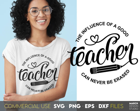 Teacher Shirt SVG file design you can use them to surprise and delight your teachers. Teacher Appreciation PNG, DXF, EPS and PNG formats allow you to use design for engraving on glass, making shirts, tumblers with Cricut, Silhouette machines.