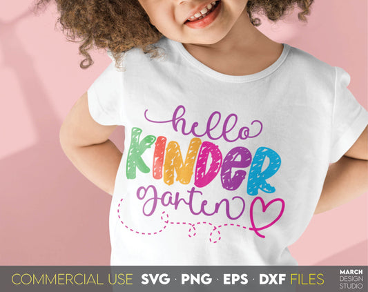 These Hello Kindergarten Sublimation design, and I hope you can use them to surprise and delight your students and kindergarteners.
Files in various formats allow you to use design for making shirt with Cricut, Silhouette and Glowforge machines.